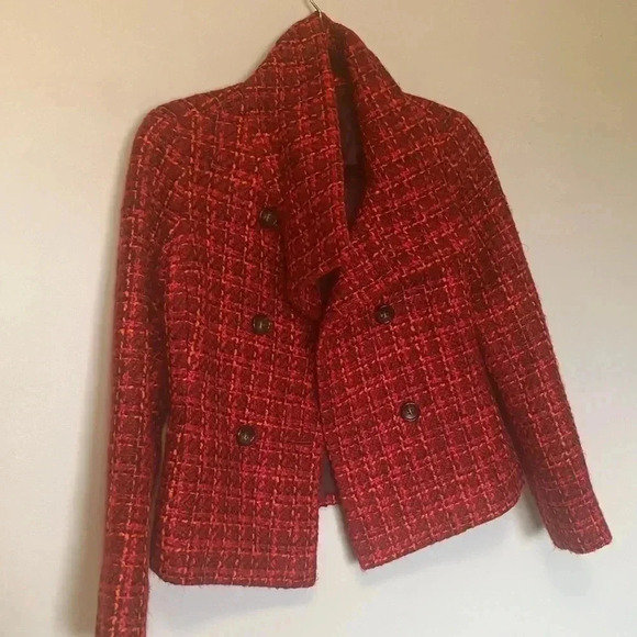 Talbots petite tweed red orange  jacket - Picture 2 of 9